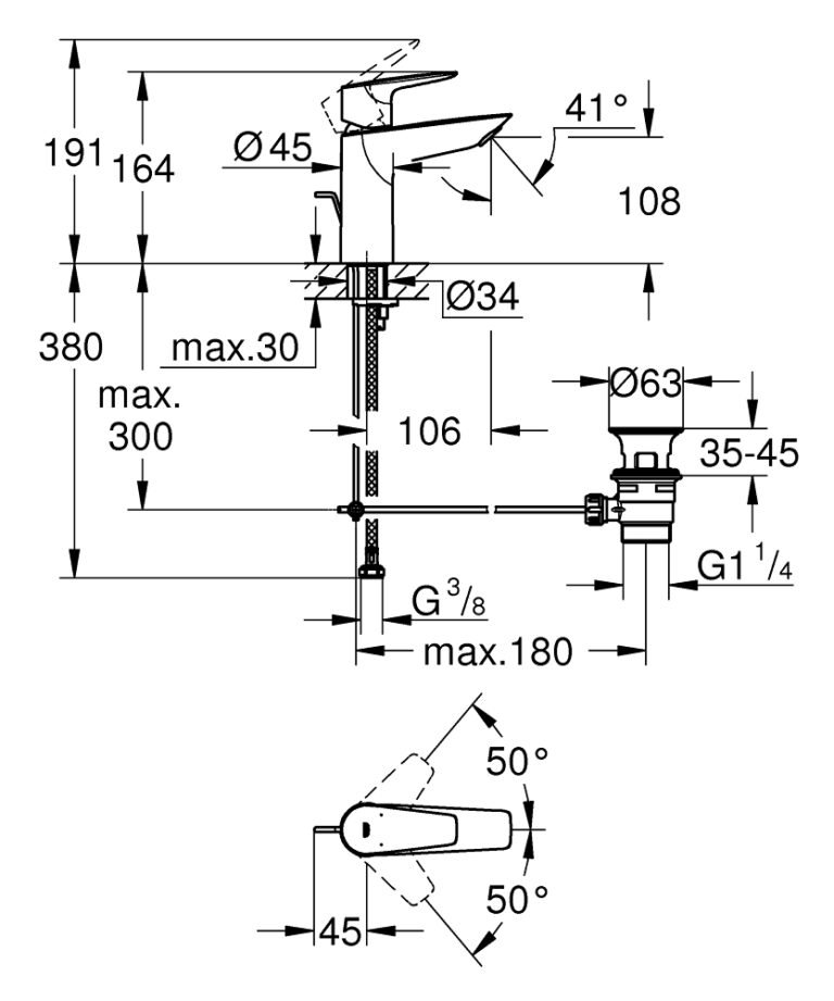 GROHE Bauedge 23758001 | Basin Mixer - Image 6