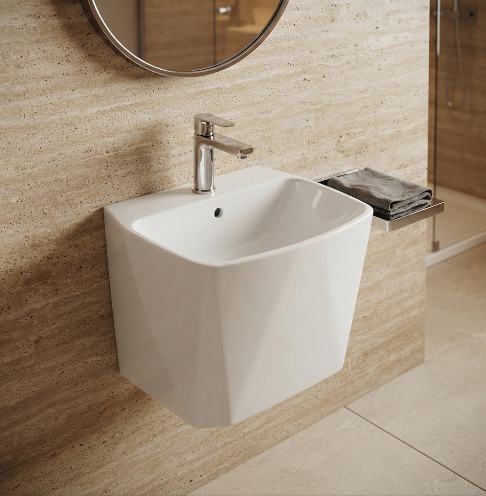 White Wall Hung Basin HD140-WH-B-W - Image 2