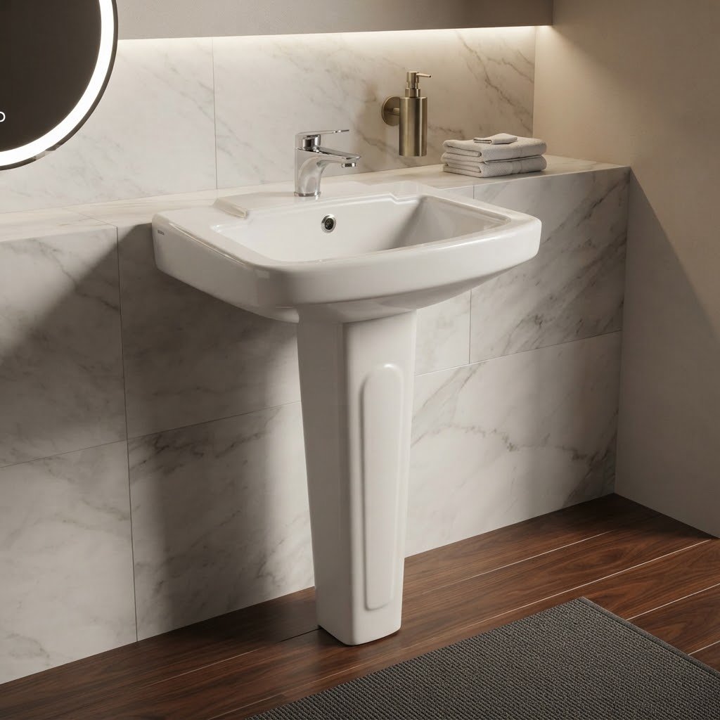 PORTA HD14A Washbasin with Full Pedestal - Image 2