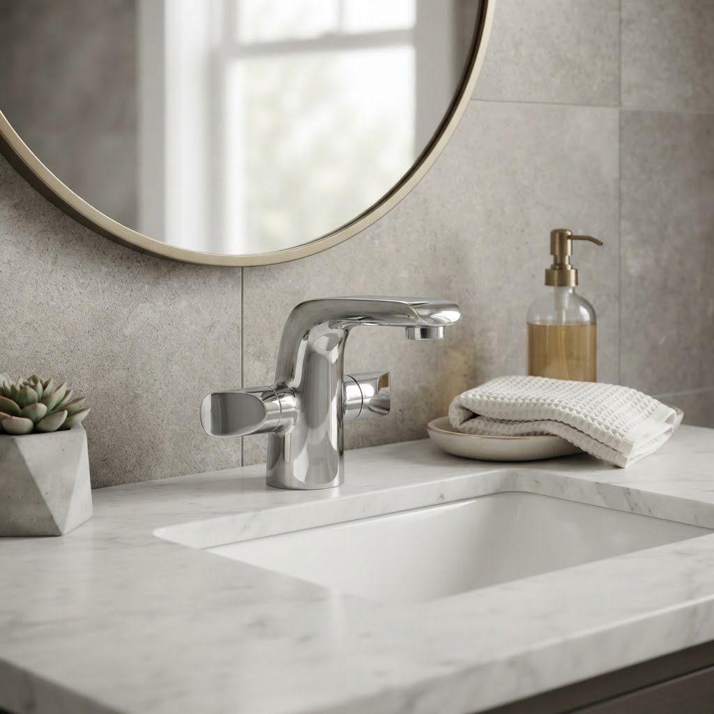 PORTA Whistle HDA3581M Double Knob Half Turn Basin Mixer – Chrome - Image 2
