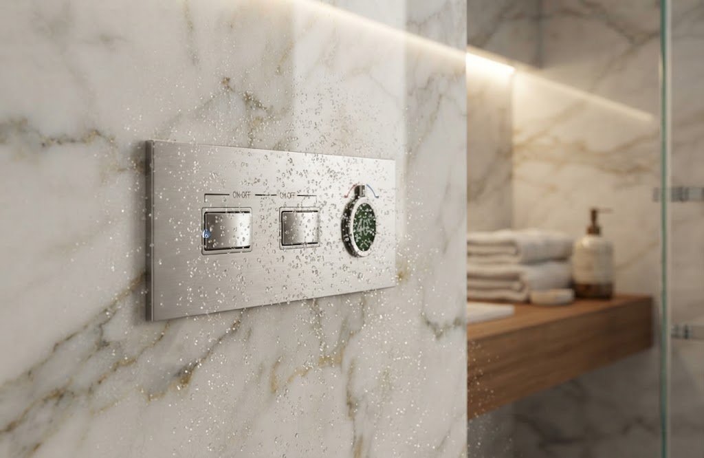 PORTA HDA475YR-B Concealed Single Lever Digital Bath Mixer with Square Plate – Chrome - Image 2