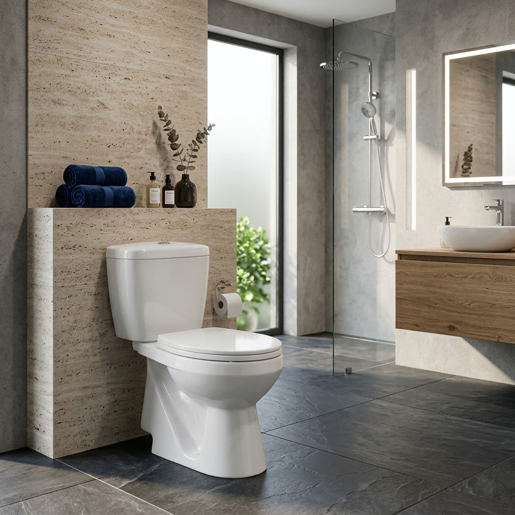 MARACHI MB53 Two Piece Close-Coupled Toilet – White / Ivory - Image 2