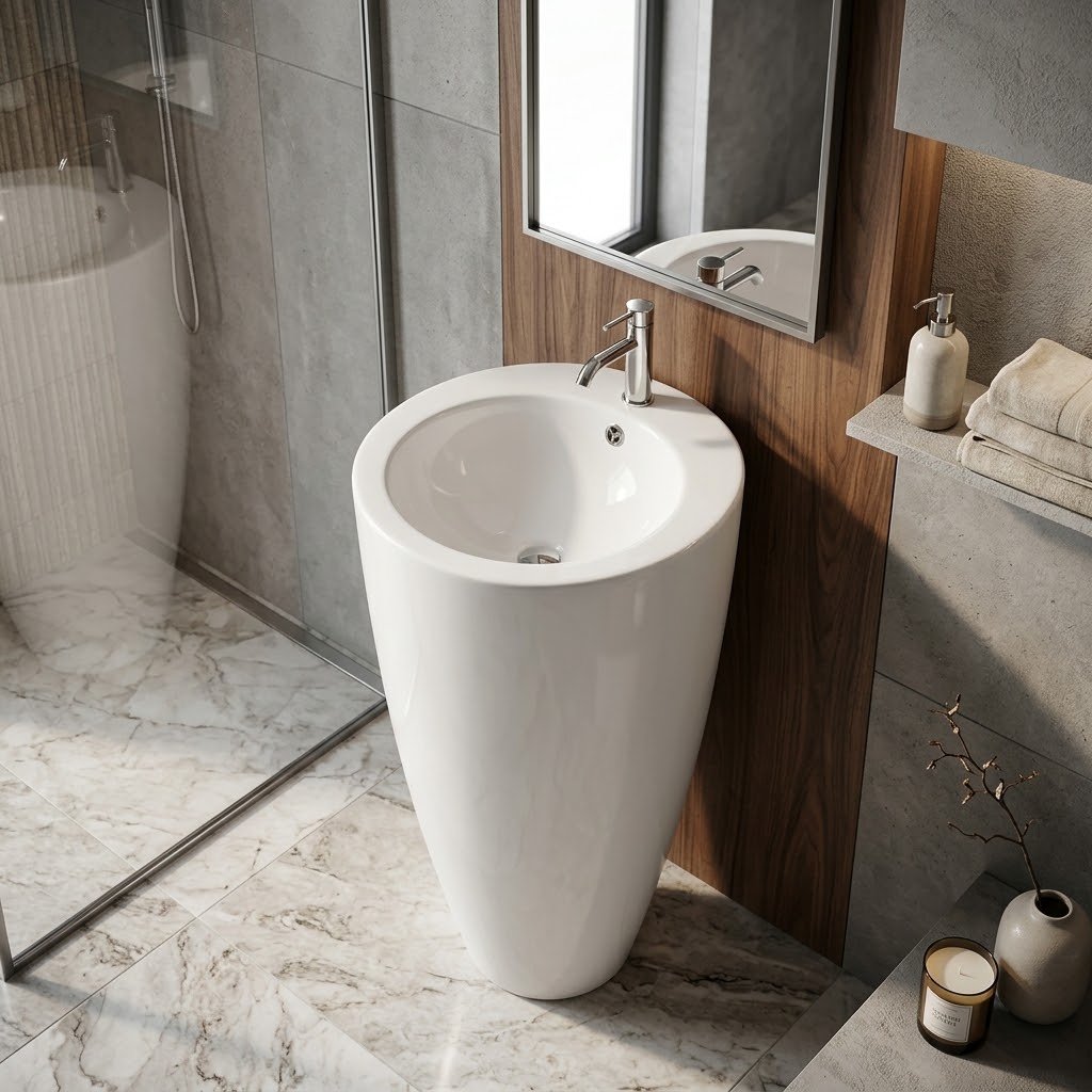MARACHI MC2048 Free Standing Washbasin – White / Ivory - Image 2
